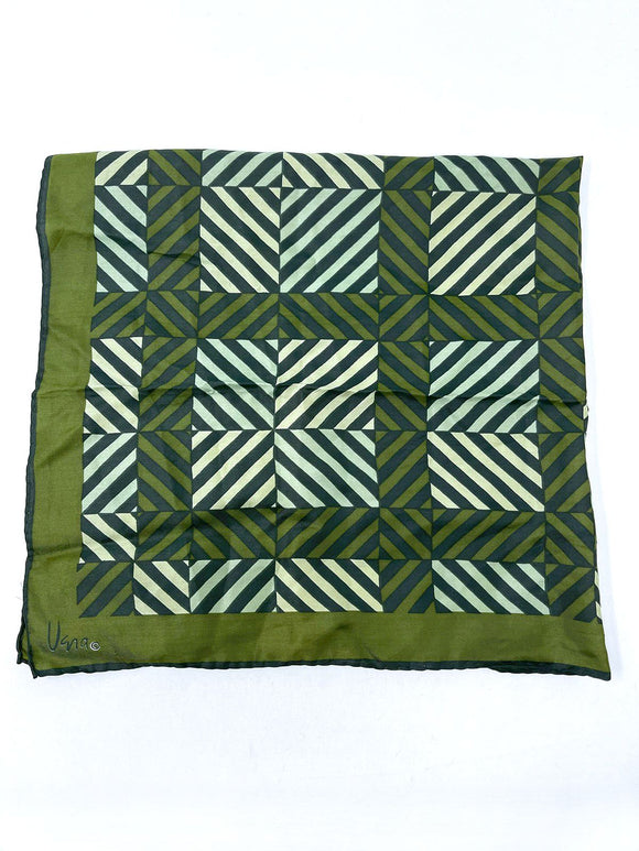 Vintage Vera Neumann Green & Black Silk Geometric Scarf