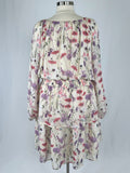 Pleione Size 3XL (24) Cream & Pink Floral Flounce Dress