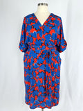 eloquii Size 28 Red & Blue Bold Floral Dress