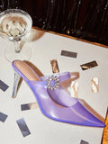 Justfab Size 10 Size Lavender & Clear Flower Heels