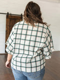 Andree by Unit Size 3X (24) Cream & Green Plaid Shirt