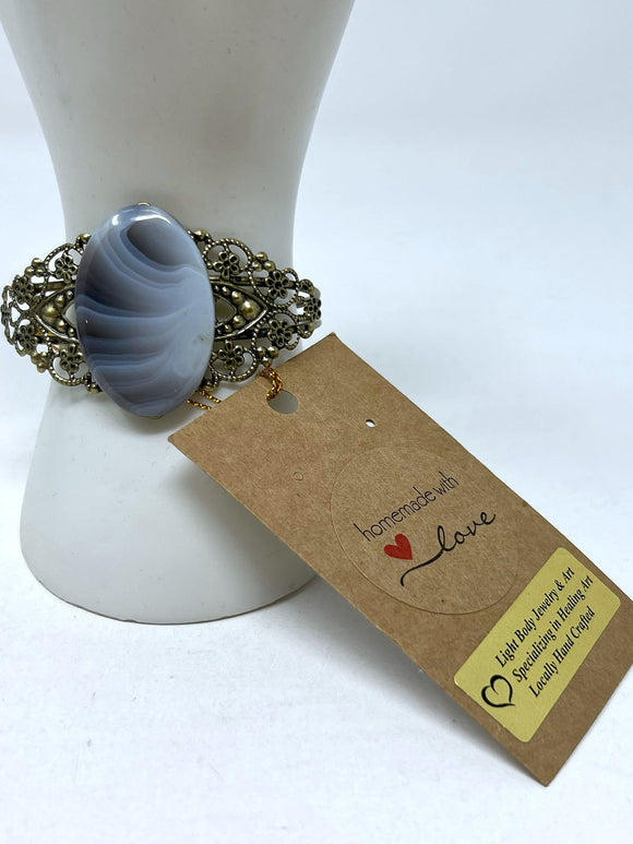 Light Body Jewelry & Art Gold & Gray Metal Filigree Cuff Bracelet NWT