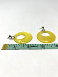 Vintage Yellow Lucite Post Drop Earrings