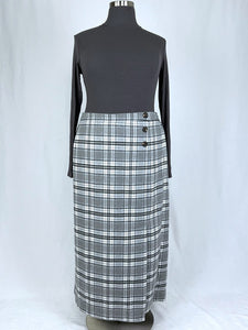 Jessica London Size 22W Gray & White Plaid Skirt NWOT