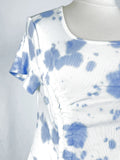 What Lo Wants Size 5X (28) White & Blue Tie-Dye Dress