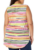 Avenue Size 30/32 Multi-Color Watercolor Stripes Sleeveless Shirt NWT
