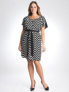 Lane Bryant Size 18W Black & White Chevron Stripe Dress