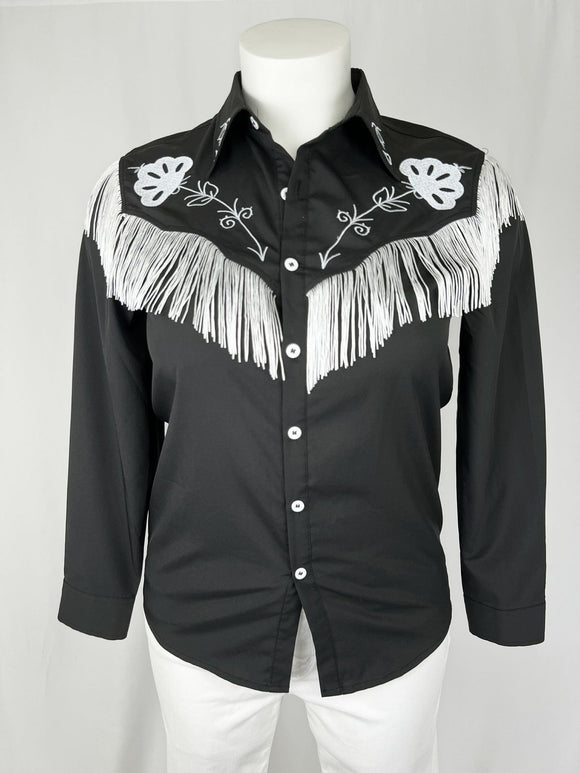 Size 12/14 Black & White Fringed Western Shirt
