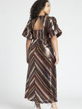 eloquii Size 22 Brown & Gold Sequined Evening Gown