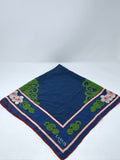 Lanvin Blue & Green Silk Floral & Stripes Classic Scarf