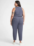Athleta Size 20/22 Navy Blue Animal Print Jumpsuit