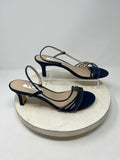 Nina Size 9.5 Navy Rhinestone Crystal Studded Heels NWOB