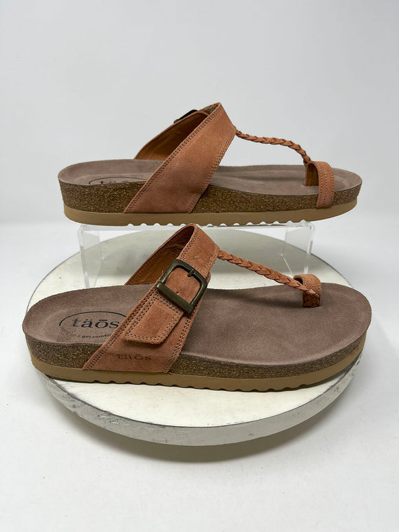 Taos Size 11/11.5 (42) Tan Braided Suede Sandals NIB