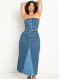 eloquii Size 22 Blue Denim Bustier Top