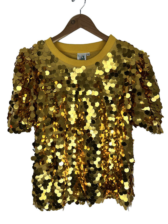 Queen of Sparkles Size XXL Gold Paillettes Shirt NWT