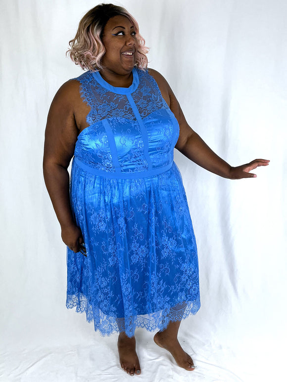 Liza Luxe Size 26W Light Blue Lace Dress Two Big Blondes Plus Size Consignment Liza Luxe Size 26W Light Blue Lace Dress Two Big Blondes Plus Size Consignment