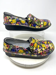 Alegria Size 12.5/13 (44) Black Multi Floral Shoes