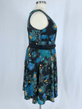 City Chic Size L (22/24) Black & Teal Bold Floral Dress