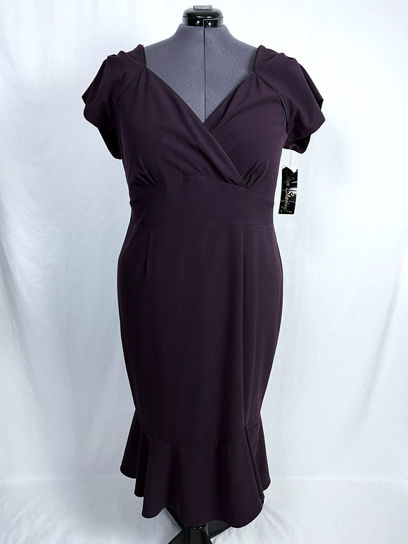 Retro Stop Staring Size 22 Plum Piping Dress NWT