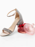 Betsey Johnson Size 9 Champagne & Clear Jeweled Heels