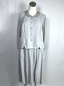 Vintage Jessica Howard Size 20WP Silver Applique Skirt Set NWT