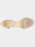 Betsey Johnson Size 9 Champagne & Clear Jeweled Heels