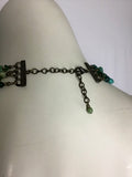 Vintage Green & Blue Beaded Collar Necklace