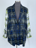 BP x Wildfang Size 4X (26) Gray Multi Plaid Flannel Blazer