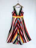 eShakti Size 22W Multi-Color Stripe Dress