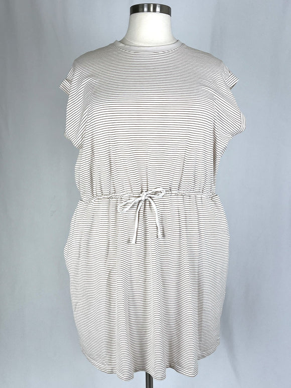 A New Day Size 2X (22) Cream & Brown Stripe Dress