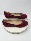 Darzah Size 9 Red & Blue Square Plaid Knit Flats NWOB