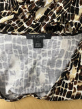 St. John Size L (14) Brown & Beige Animal Print Shirt