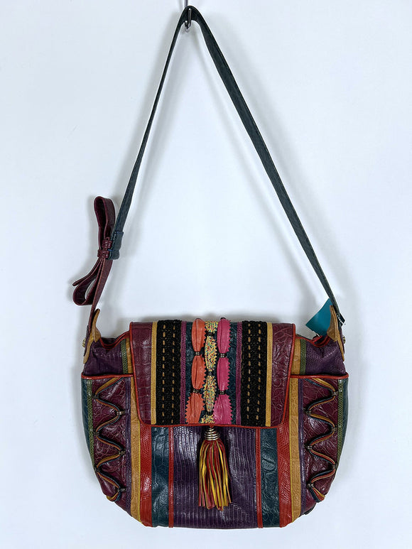 Vintage Sharif Multi-Color Large Satchel Purse
