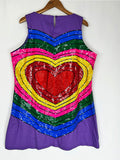 Queen of Sparkles Size XXL Purple Rainbow Heart Dress