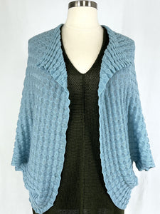 Beyond Threads Size S/M Open Size Aqua Textured Shawl Cardigan