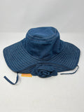 Samantha Pleet Size L Blue Cotton Sun Hat NWT