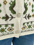 Vintage Carol Brent Size 12/14 Cream & Green Nordic Sweater