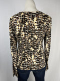 St. John Size L (14) Brown & Beige Animal Print Shirt