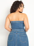 eloquii Size 22 Blue Denim Bustier Top