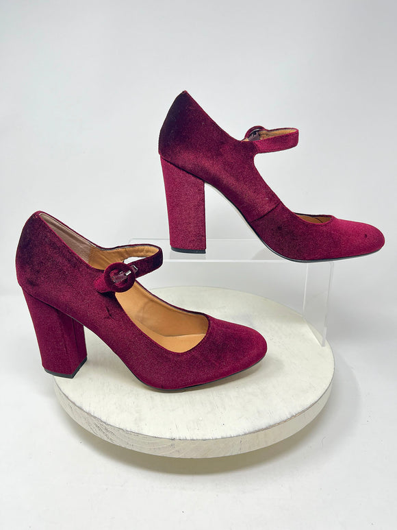 Report Size 10 Wine Velvet Mary Jane Pumps