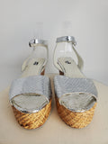 Rafe Size 10 Silver Snakeskin Platform Sandals