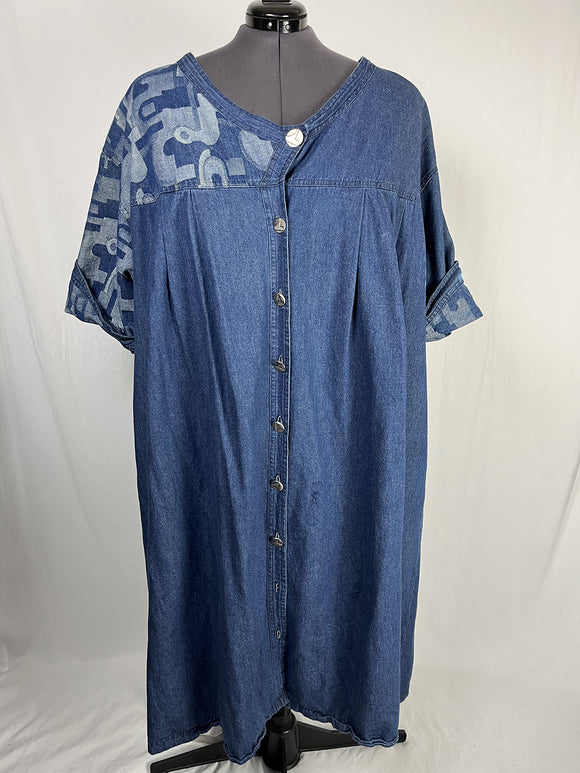 Vintage Spencer Alexis Size 26W Blue Geometric Dress