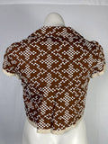 Nanette Lepore Size XL Brown & White Embroidered Jacket