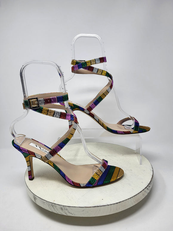 Nina Size 9.5 (39.5) Rainbow Stripe Metallic Heels