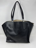 Lodis Black Leather Perforated Modern Tote