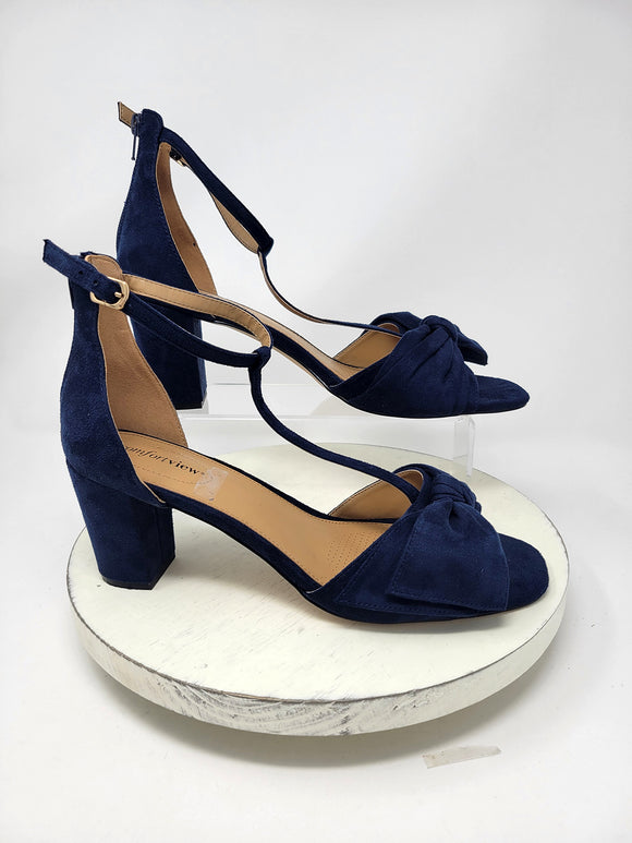 Comfortview Size 12WW Navy T-Strap Bow Heels