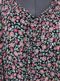 Size 9X Black & Rose Floral Shirt