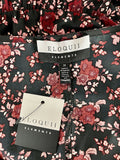 eloquii Size 28 Black & Burgundy Floral Shirt NWT
