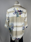 Chico's Size 4 (18) Beige & Ivory Multi Floral & Stripes Jacket NWT