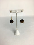 Kenneth Jay Lane Brown & Gold Etched Tiger's Eye Drop Earrings